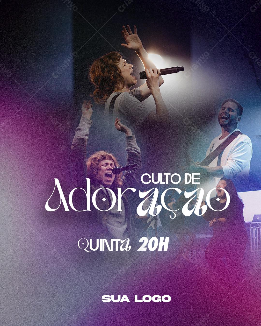 Flyer para Culto de Adoração PSD Editável