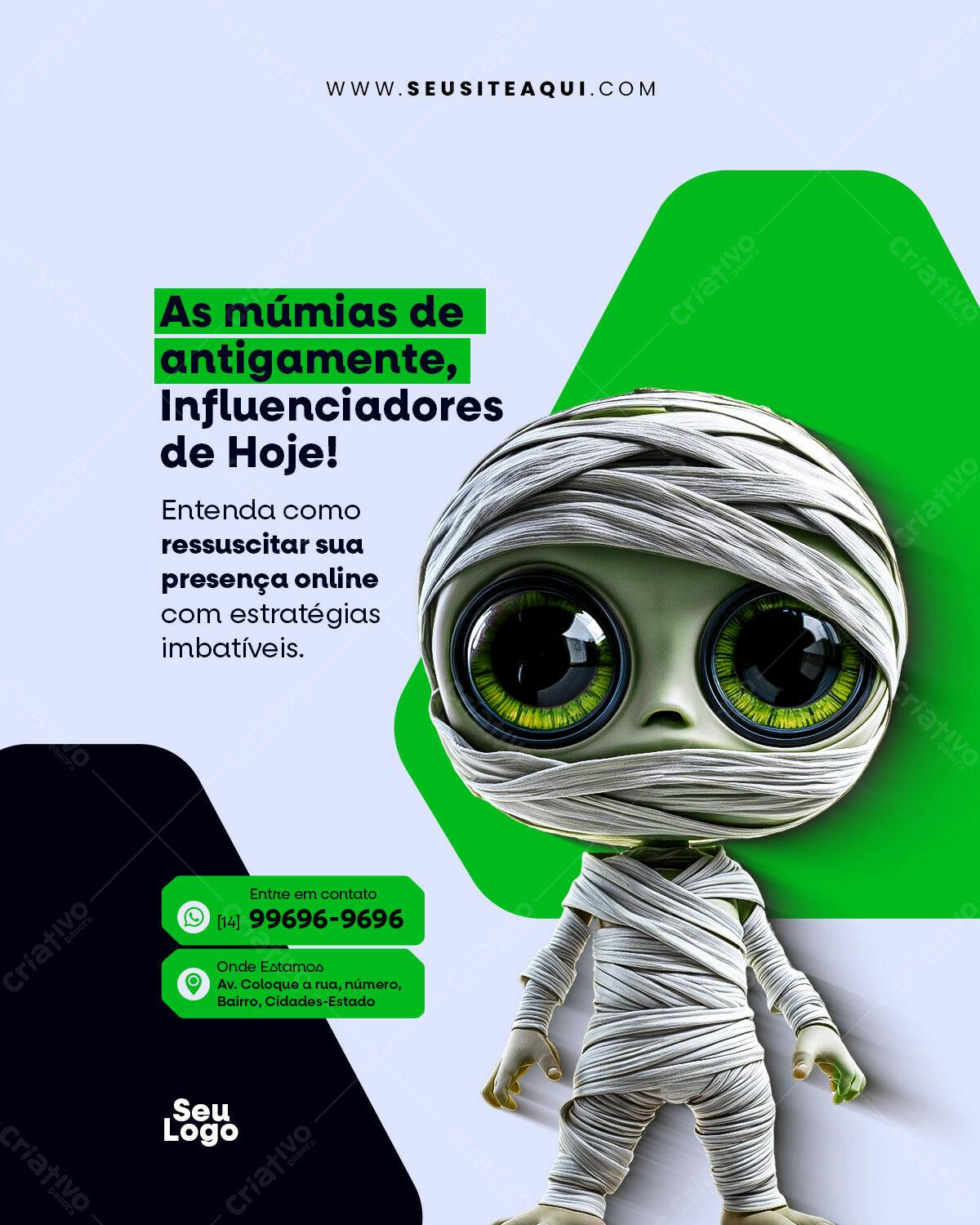 Flyer para Marketing Digital com Múmia PSD Editável