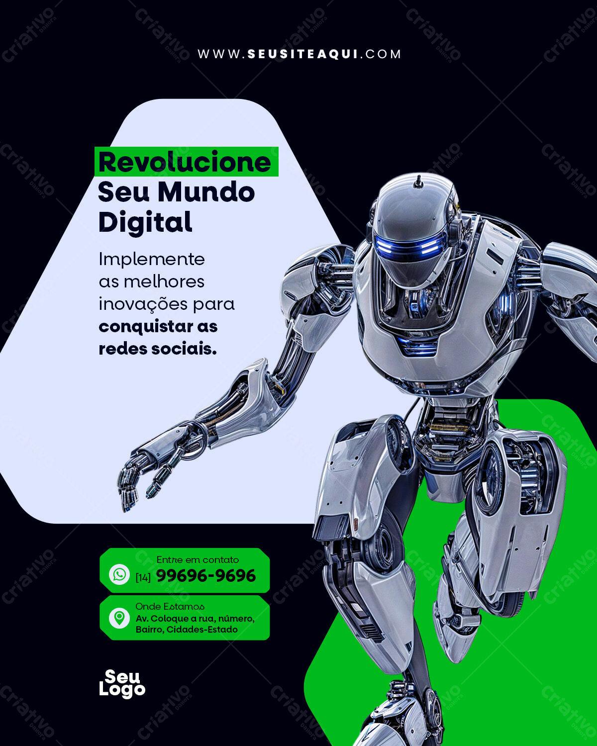 Post para Redes Sociais com Robô PSD Editável
