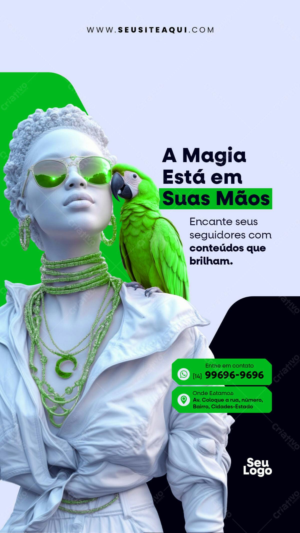Flyer Modelo com Mulher e Arara PSD Editável