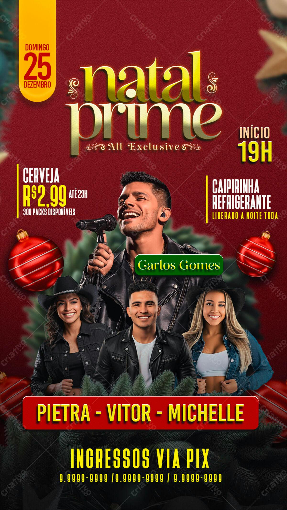 Flyer para Festa de Natal Prime PSD Editável