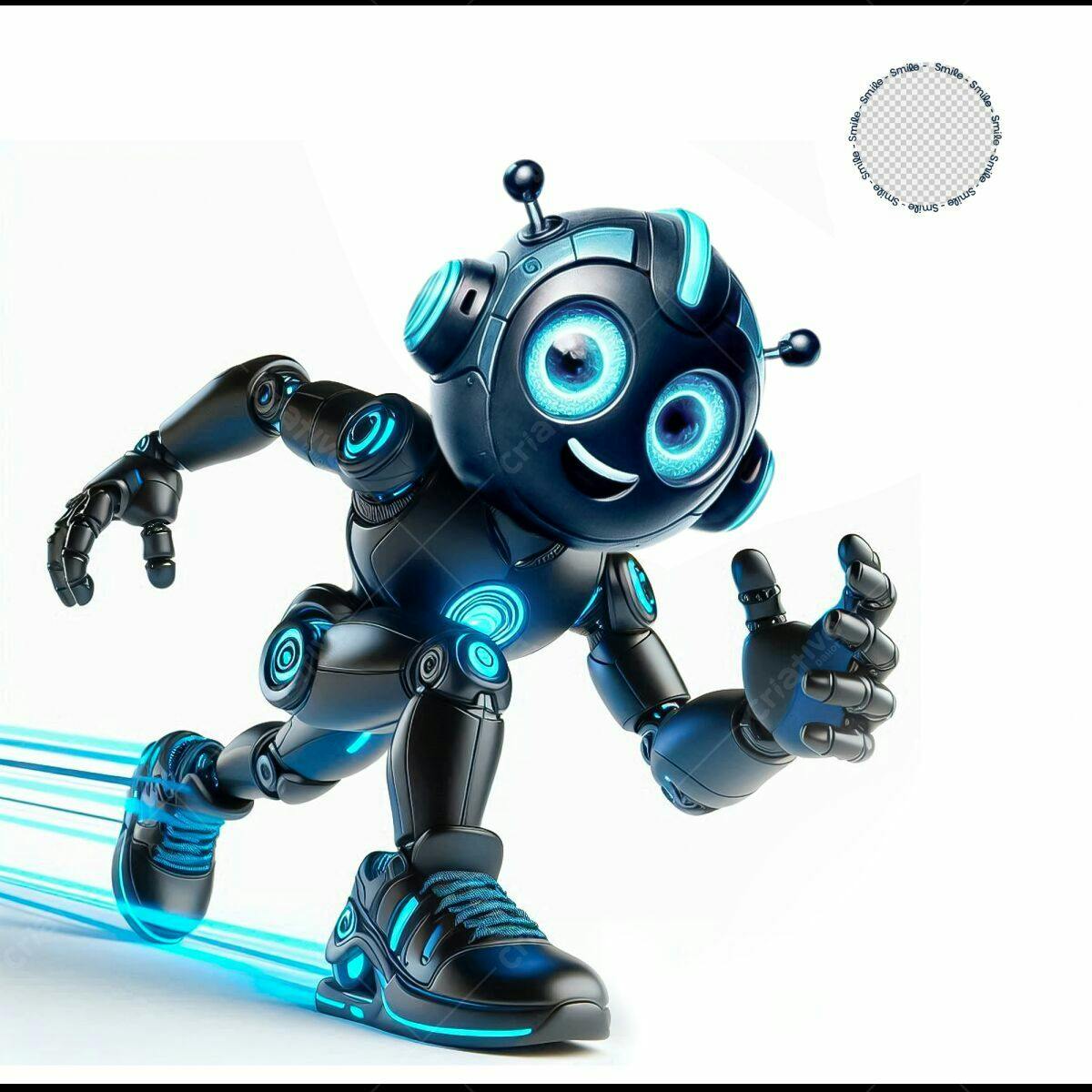 Personagem Robô em Ação PSD Editável