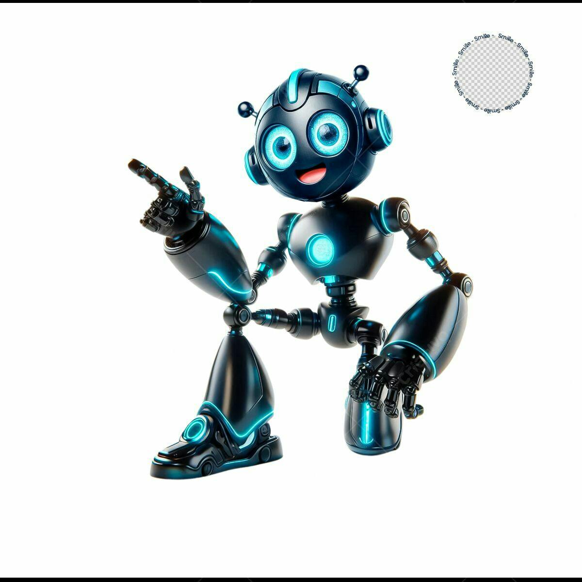 Personagem Robô Apontando PSD Editável