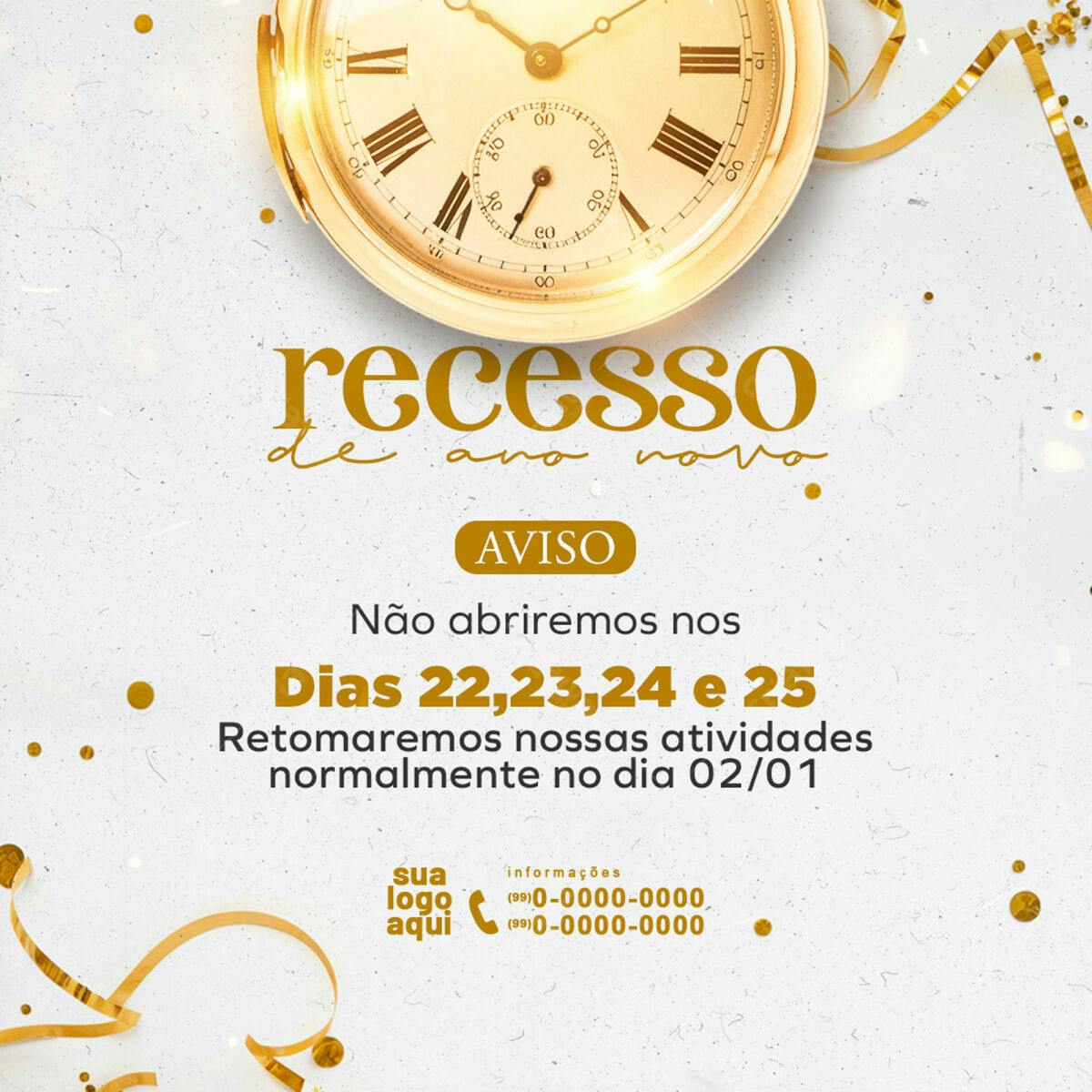 Flyer Recesso de Ano Novo PSD Editável