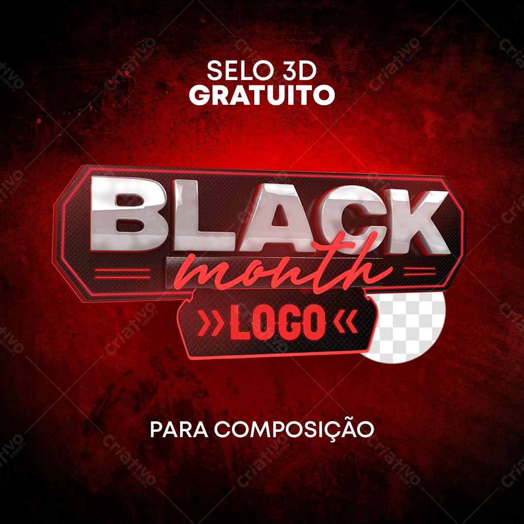 Selo 3D Black Friday metálico prata e vermelho