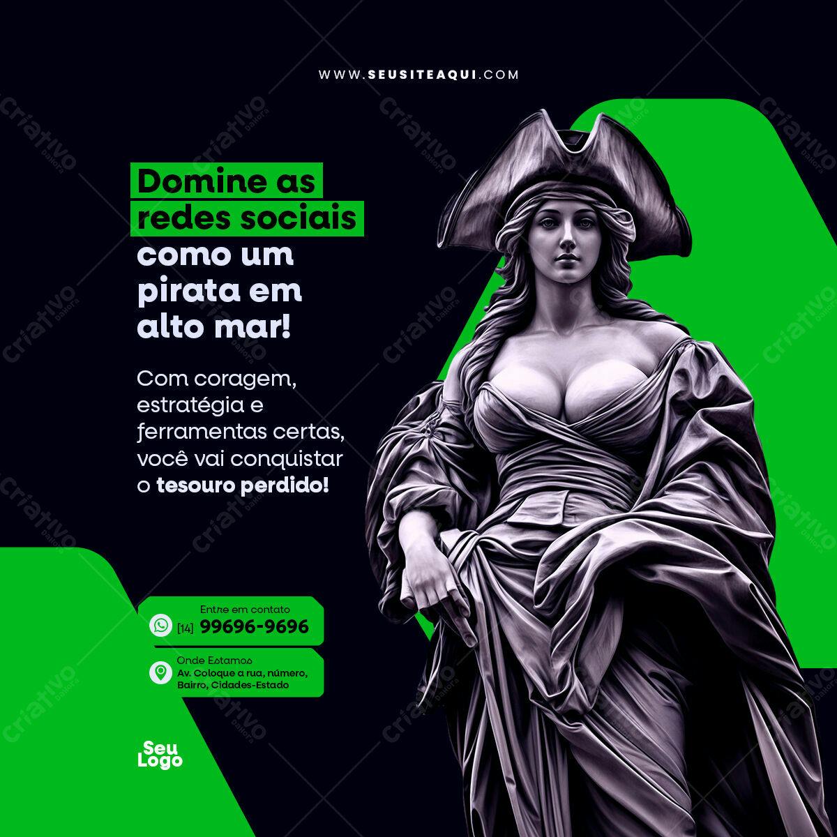Post para Redes Sociais com Pirata PSD Editável