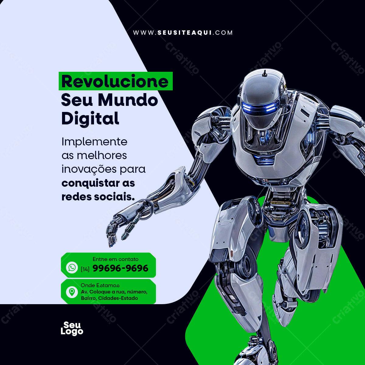 Post para Redes Sociais Robô PSD Editável