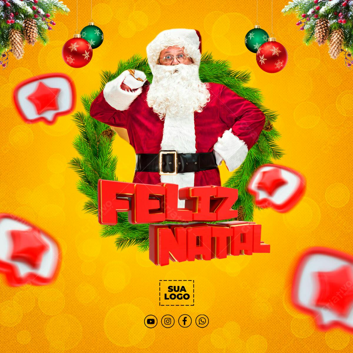 Postagem de Natal com Papai Noel PSD Editável