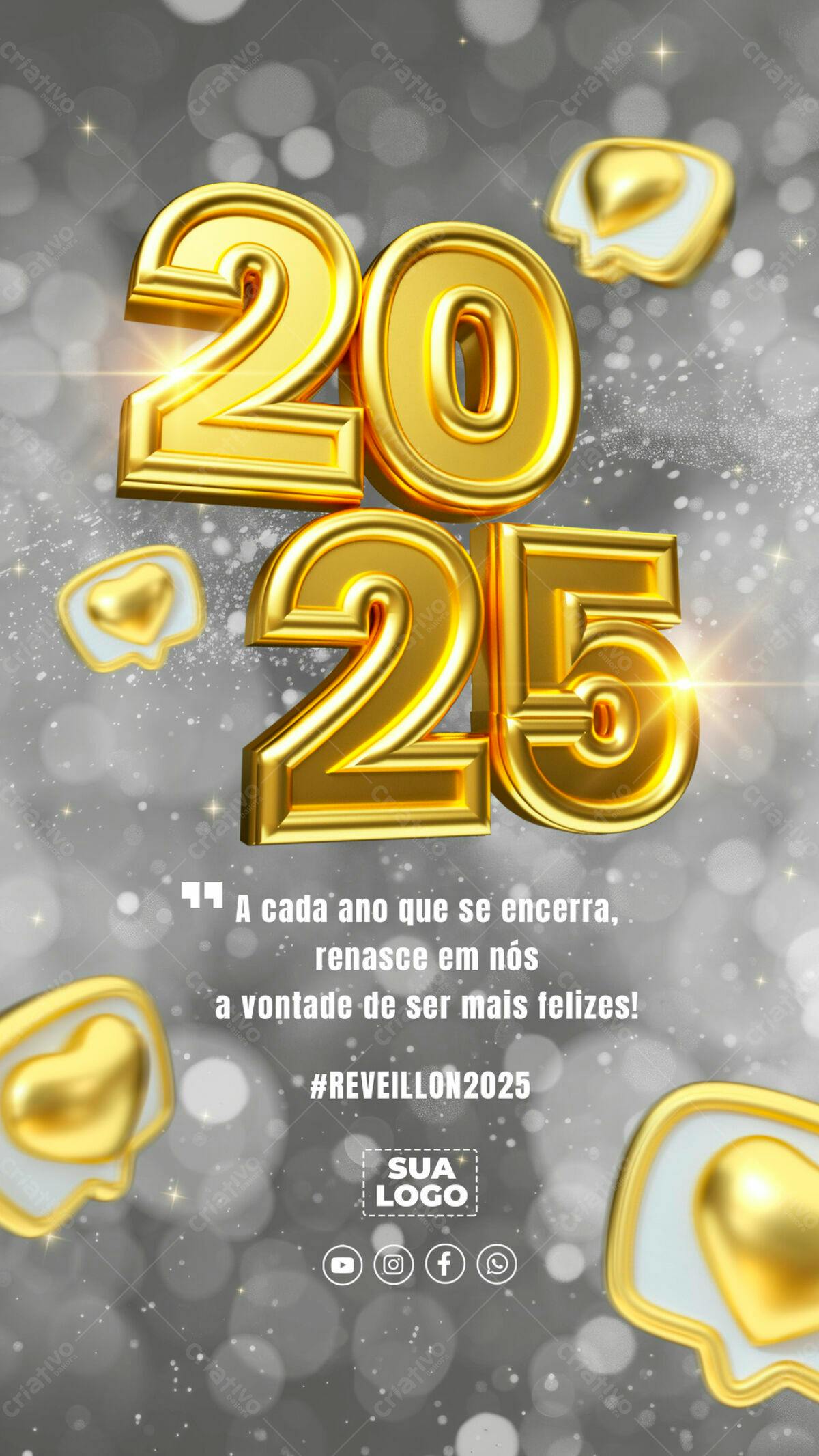 Flyer para Réveillon 2025 PSD Editável