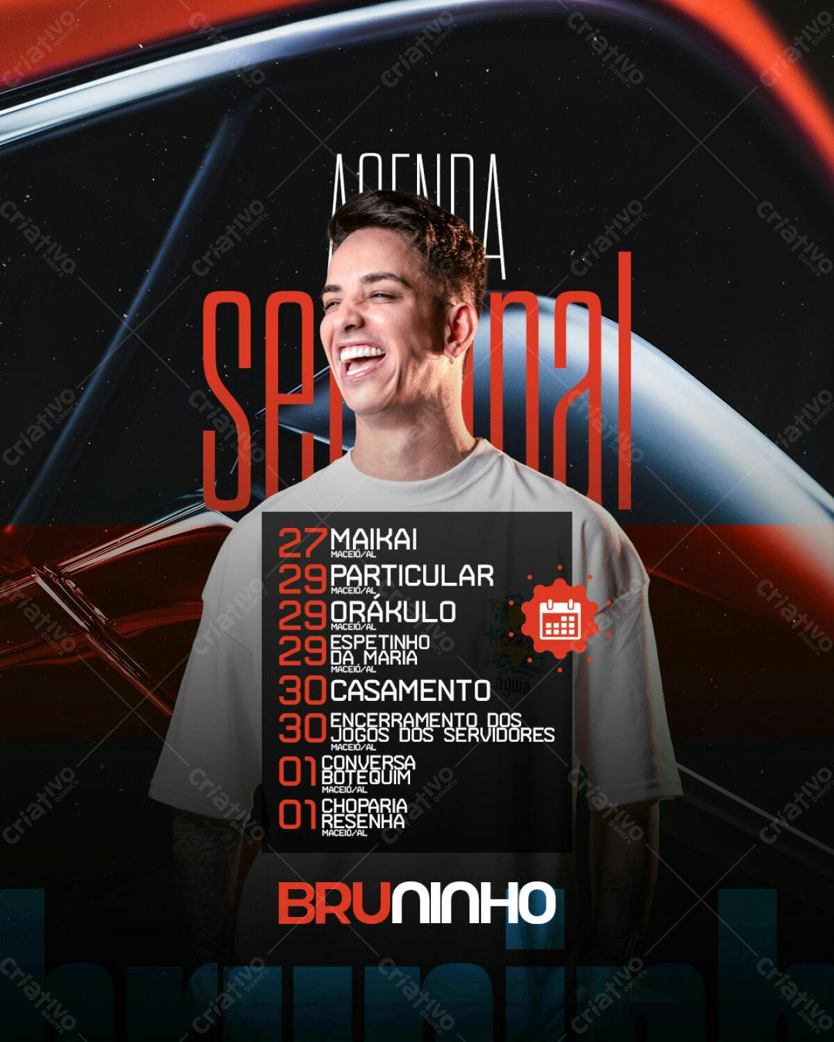 Flyer Agenda Bruninho Shows PSD Editável