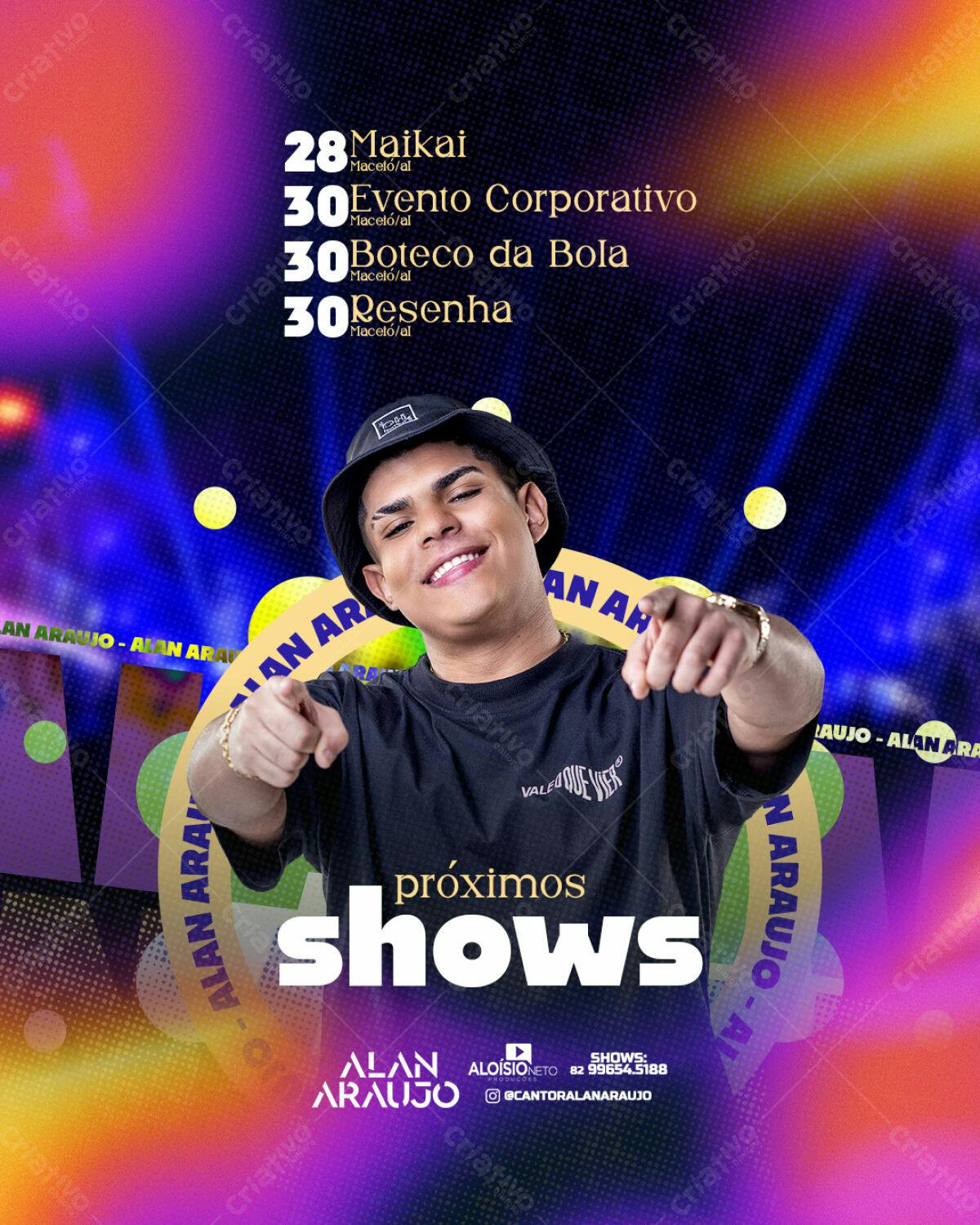 Flyer para Shows de Alan Araujo PSD Editável