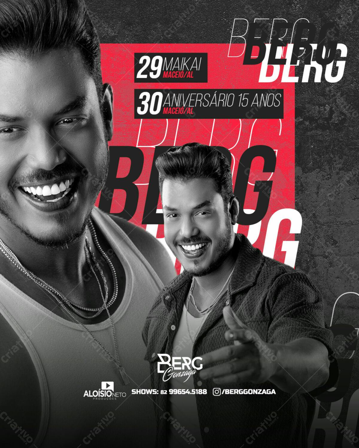 Flyer para Show do Berg Gonzaga PSD Editável