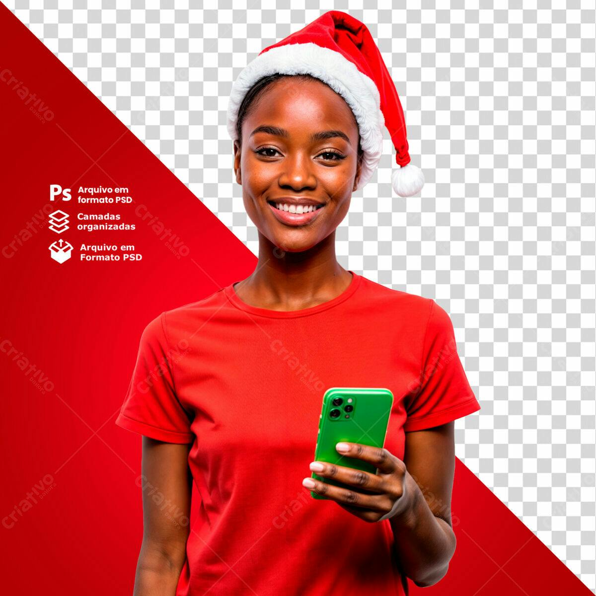 Mockup Natalina com Mulher Negra PSD Editável