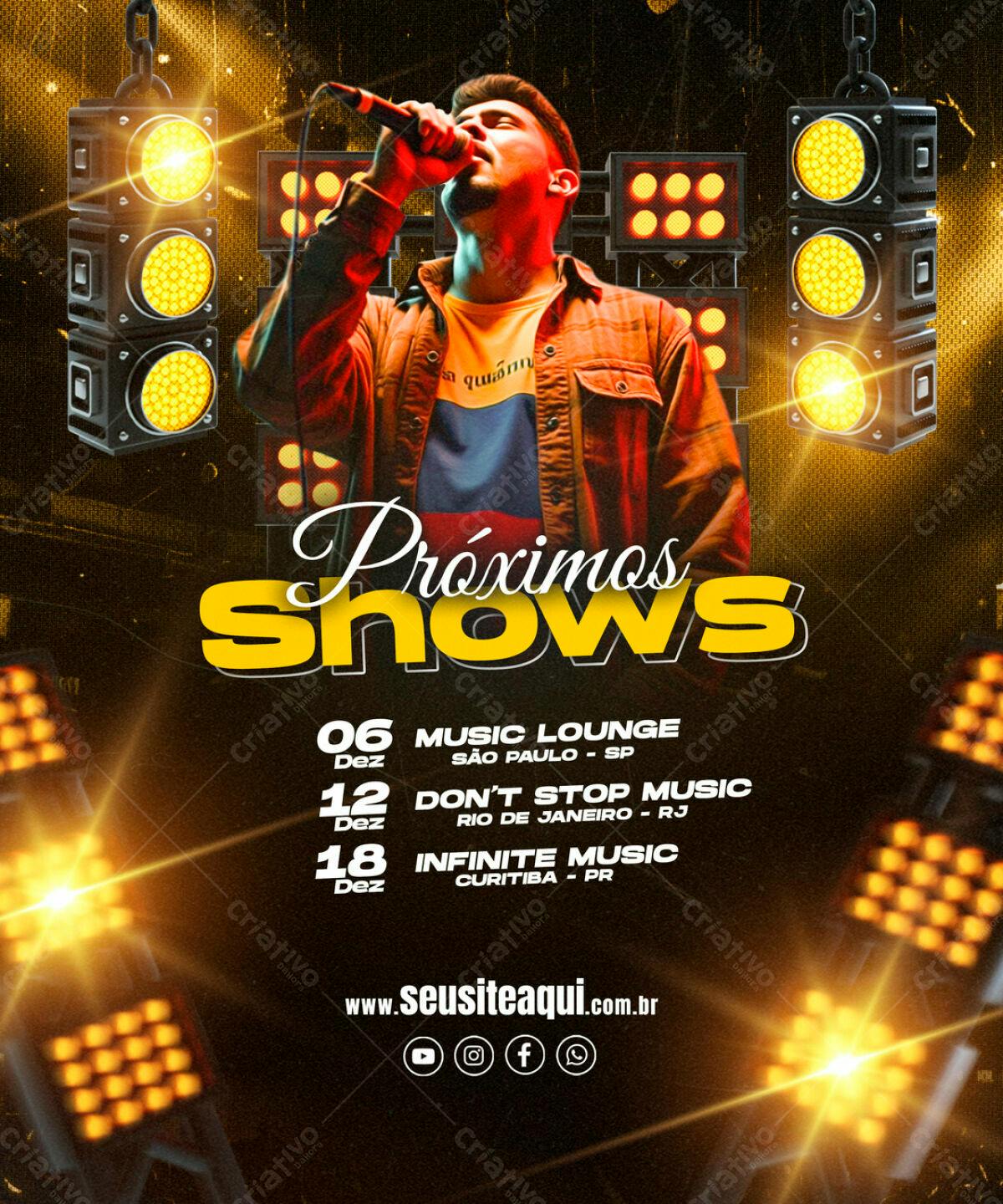 Flyer para Shows de Música PSD Editável