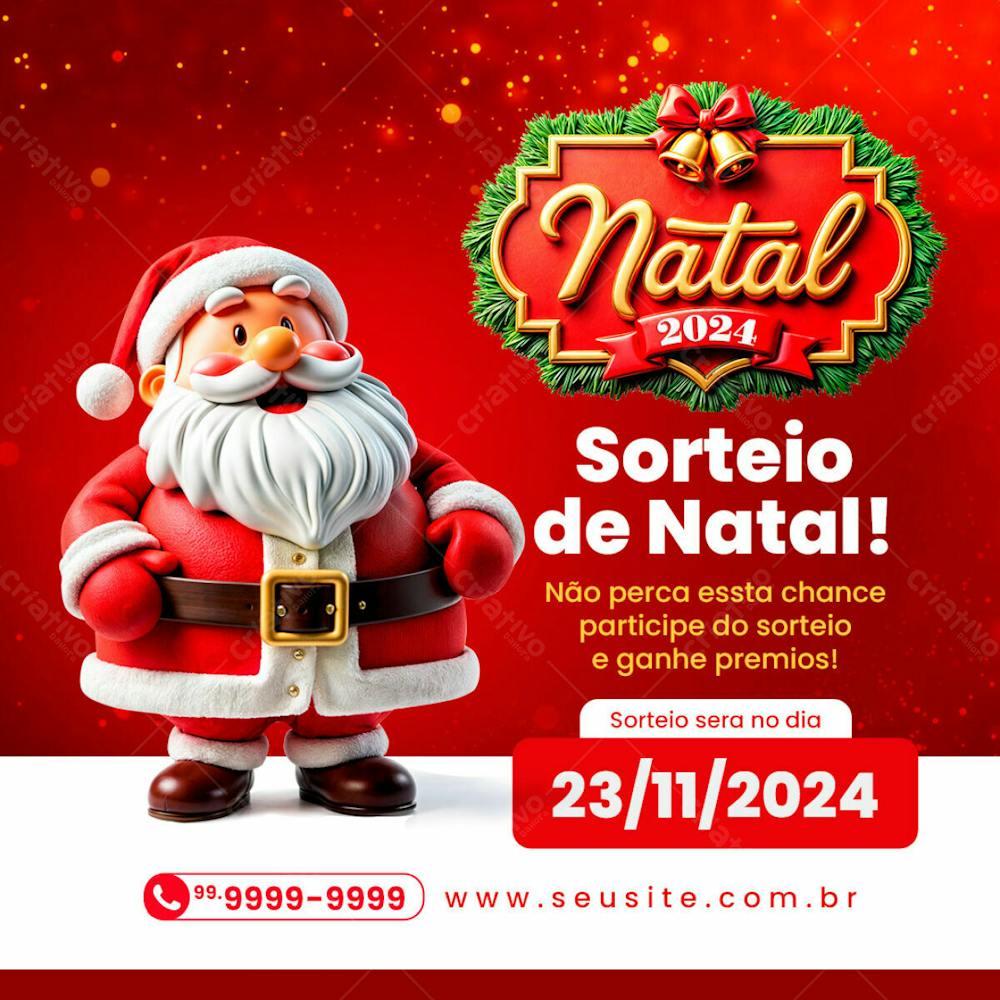 Feed Sorteio De Natal Participe! Feed Natal Psd Editável