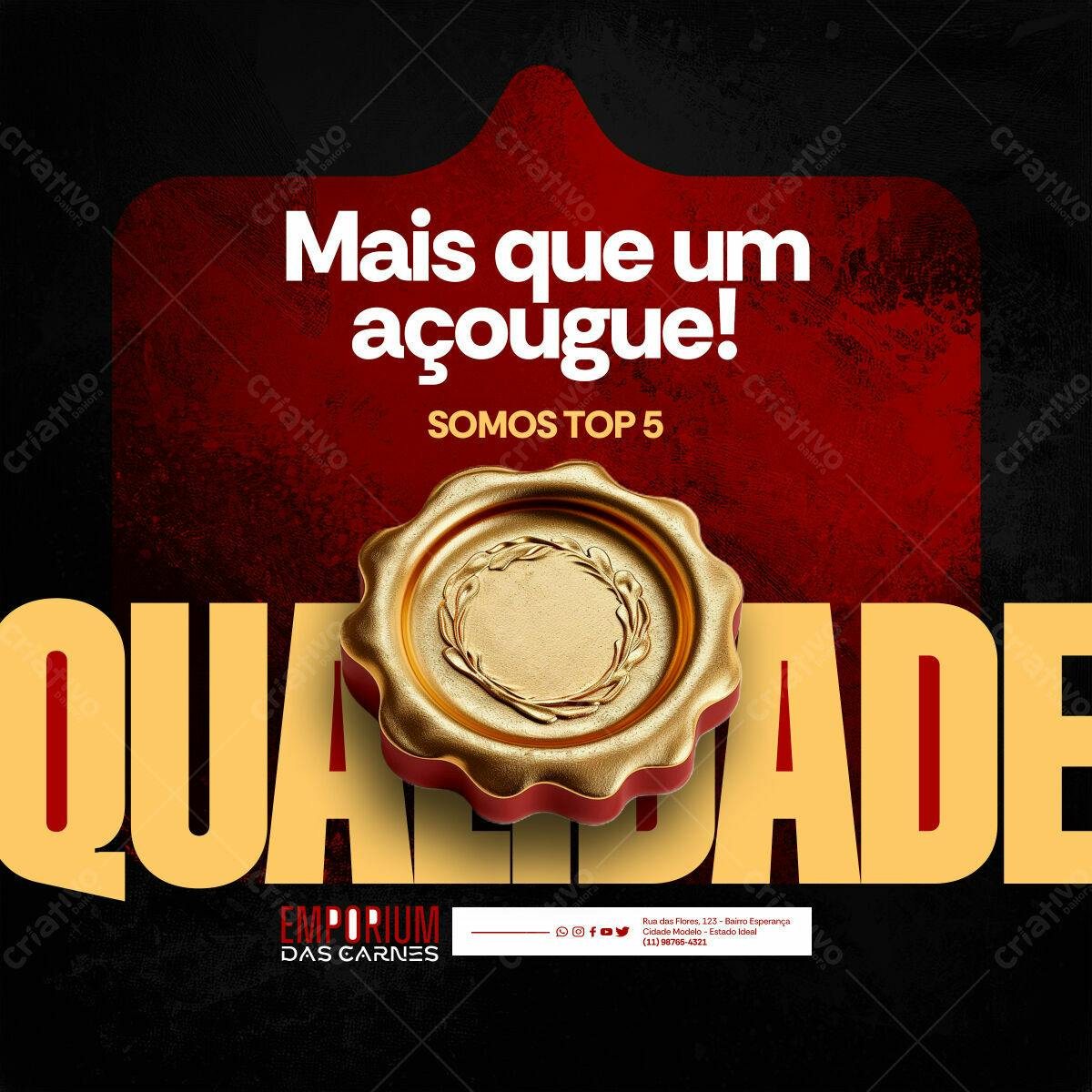 Post para Açougue Top 5 PSD Editável