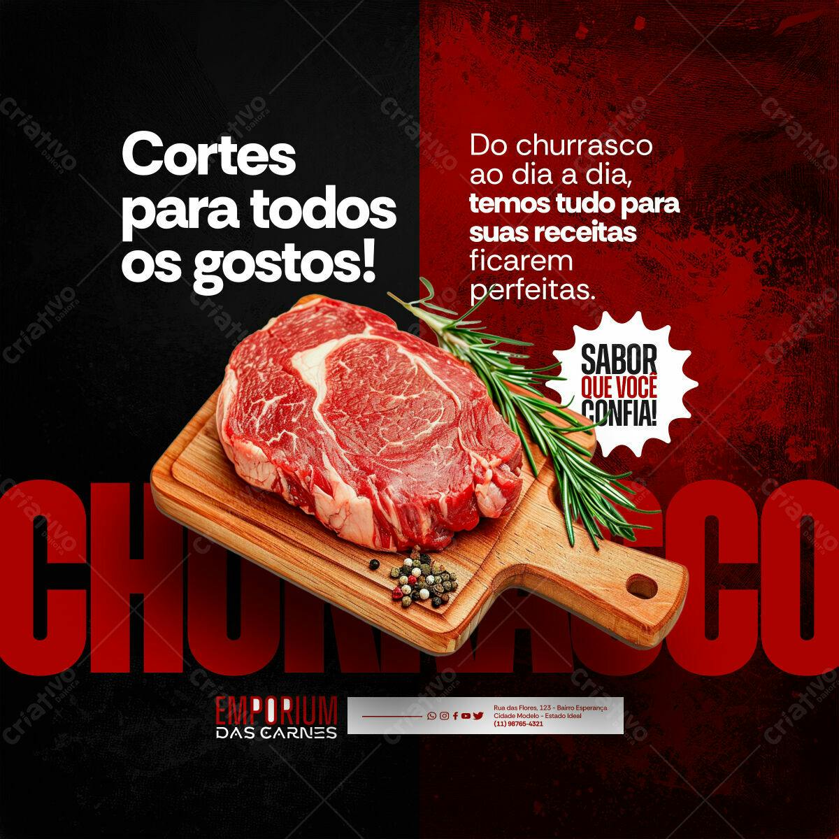 Post para Churrascaria PSD Editável