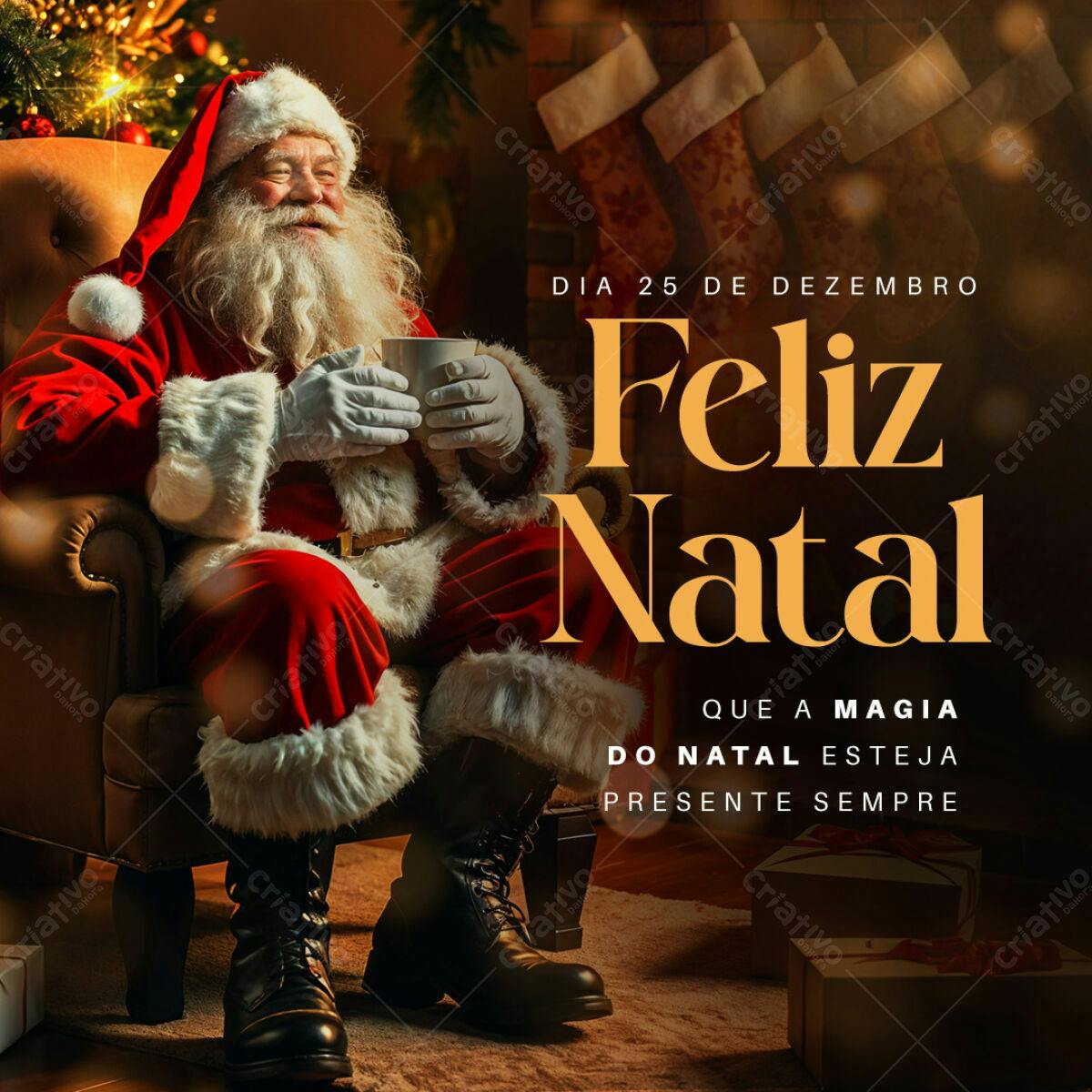 Postagem de Natal com Papai Noel PSD Editável
