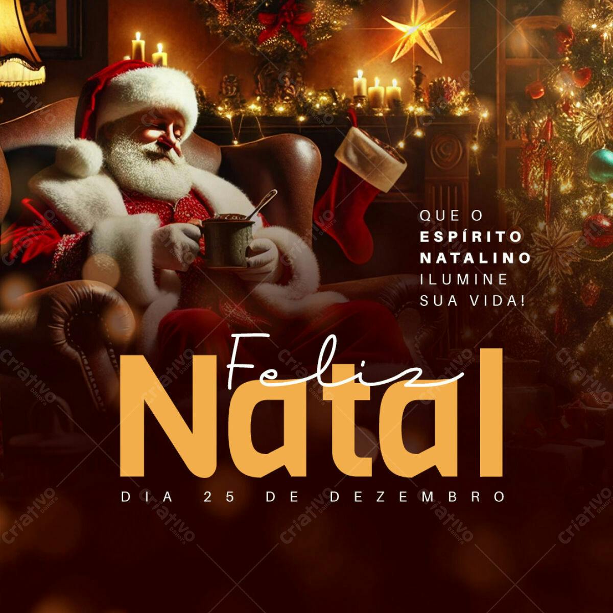 Postagem Natalina com Papai Noel PSD Editável