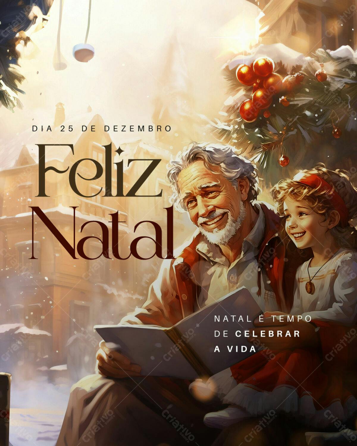 Flyer Natalino com Avô e Neta PSD Editável