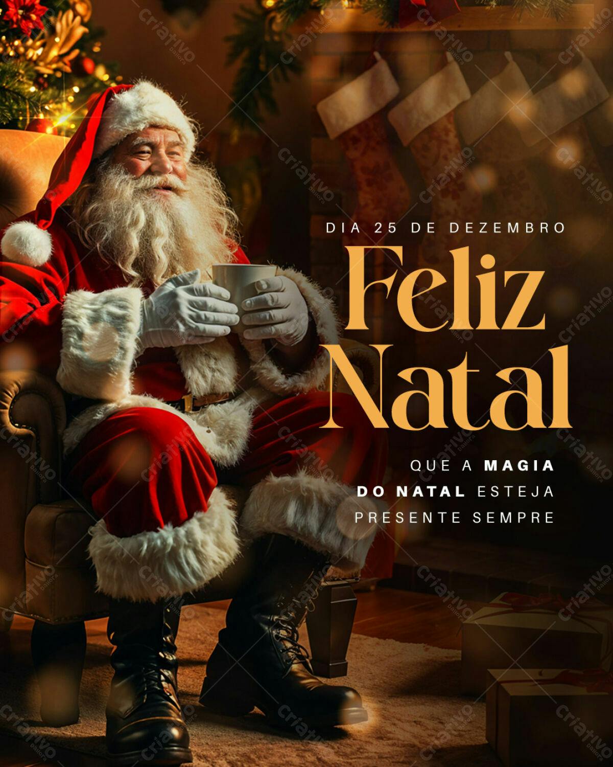 Postagem de Natal com Papai Noel PSD Editável