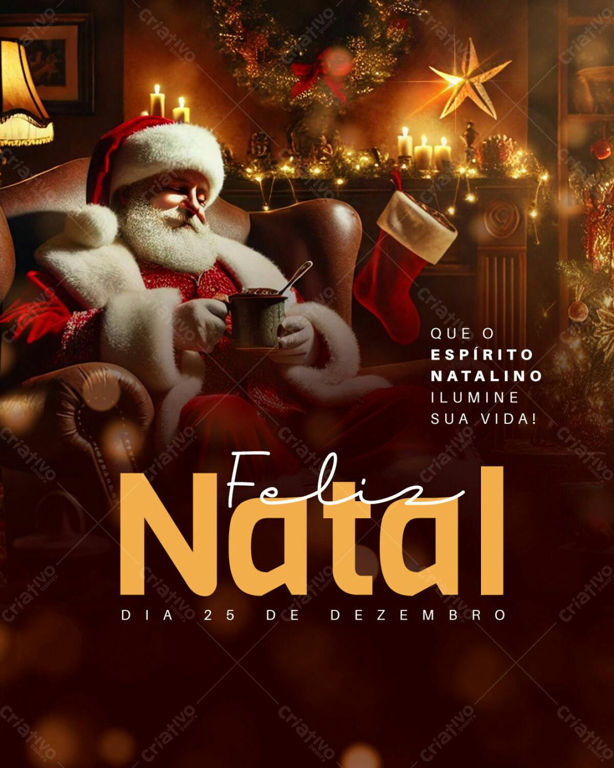 Postagem de Natal com Papai Noel PSD Editável