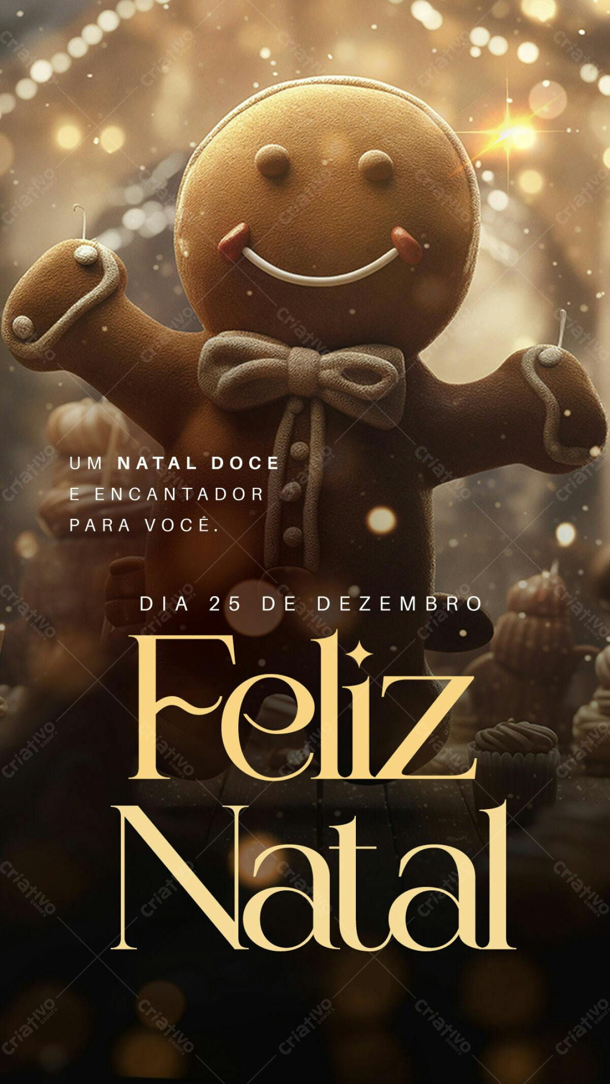 Flyer Natalino com Homem de Gengibre PSD Editável