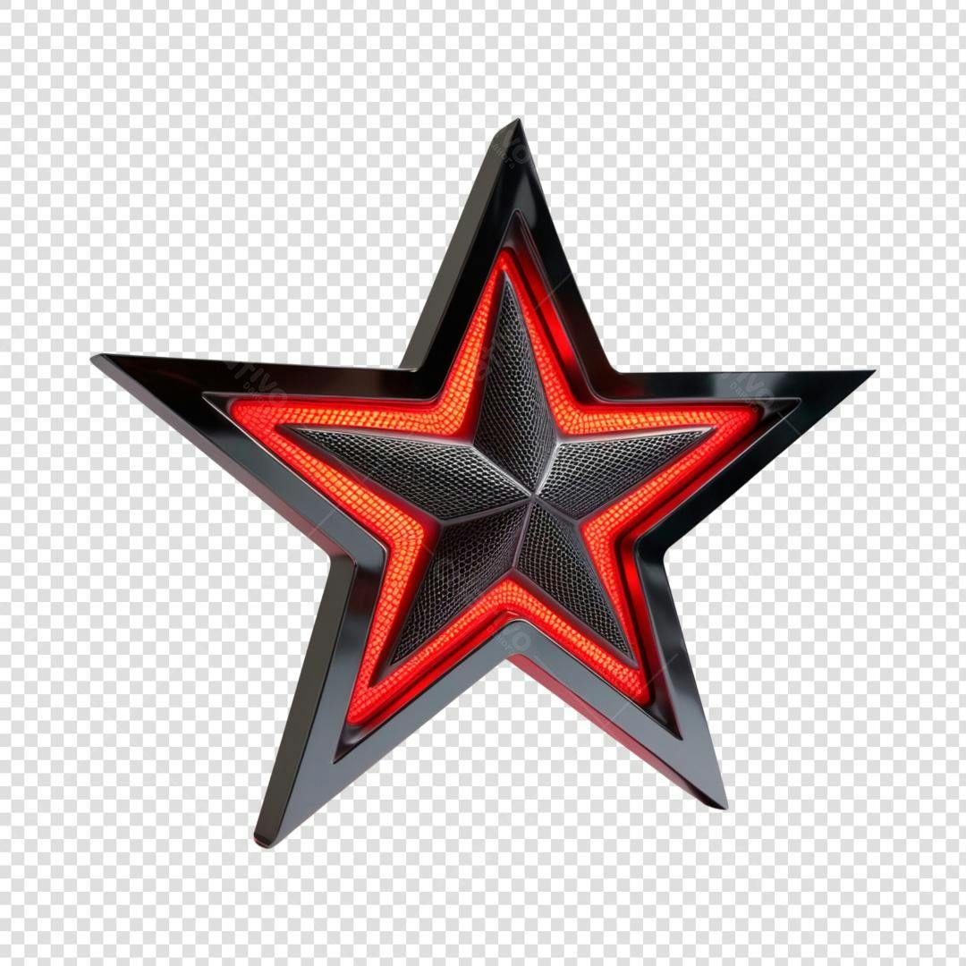Icone Estrela Vermelha e Preta PNG com fundo transparente