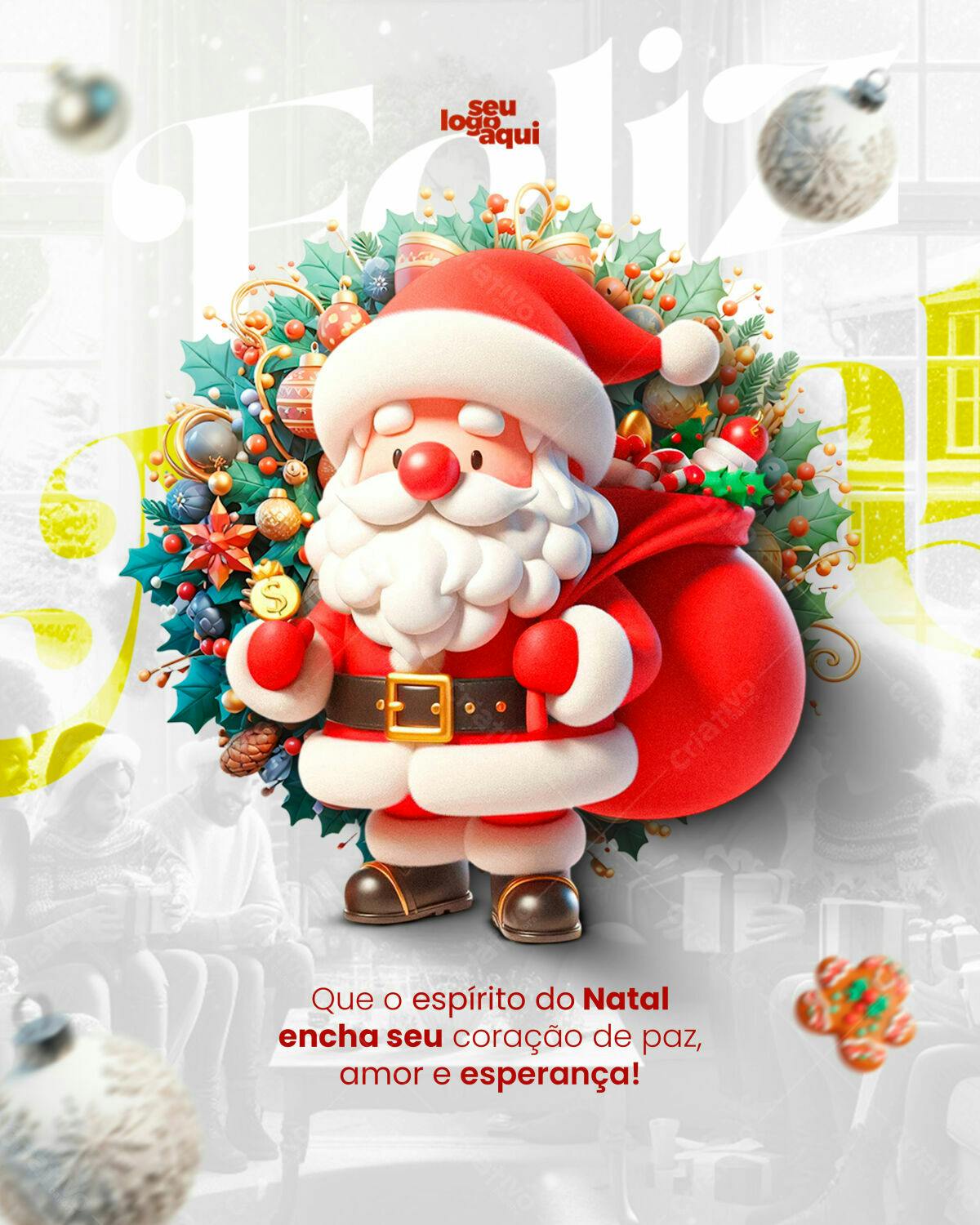 Flyer Natalino com Papai Noel 3D PSD Editável