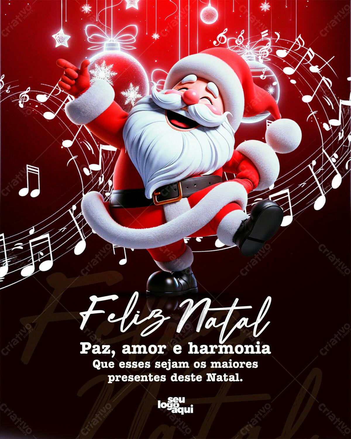 Flyer Natalino com Papai Noel Dançando PSD Editável