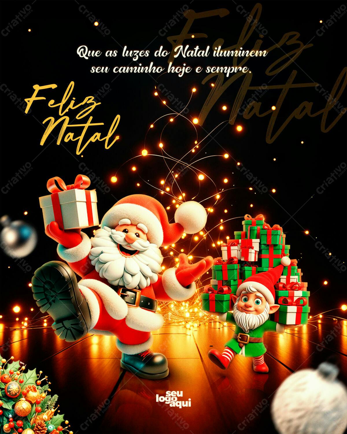 Feliz Natal PSD para Postagem de Redes Sociais Editável