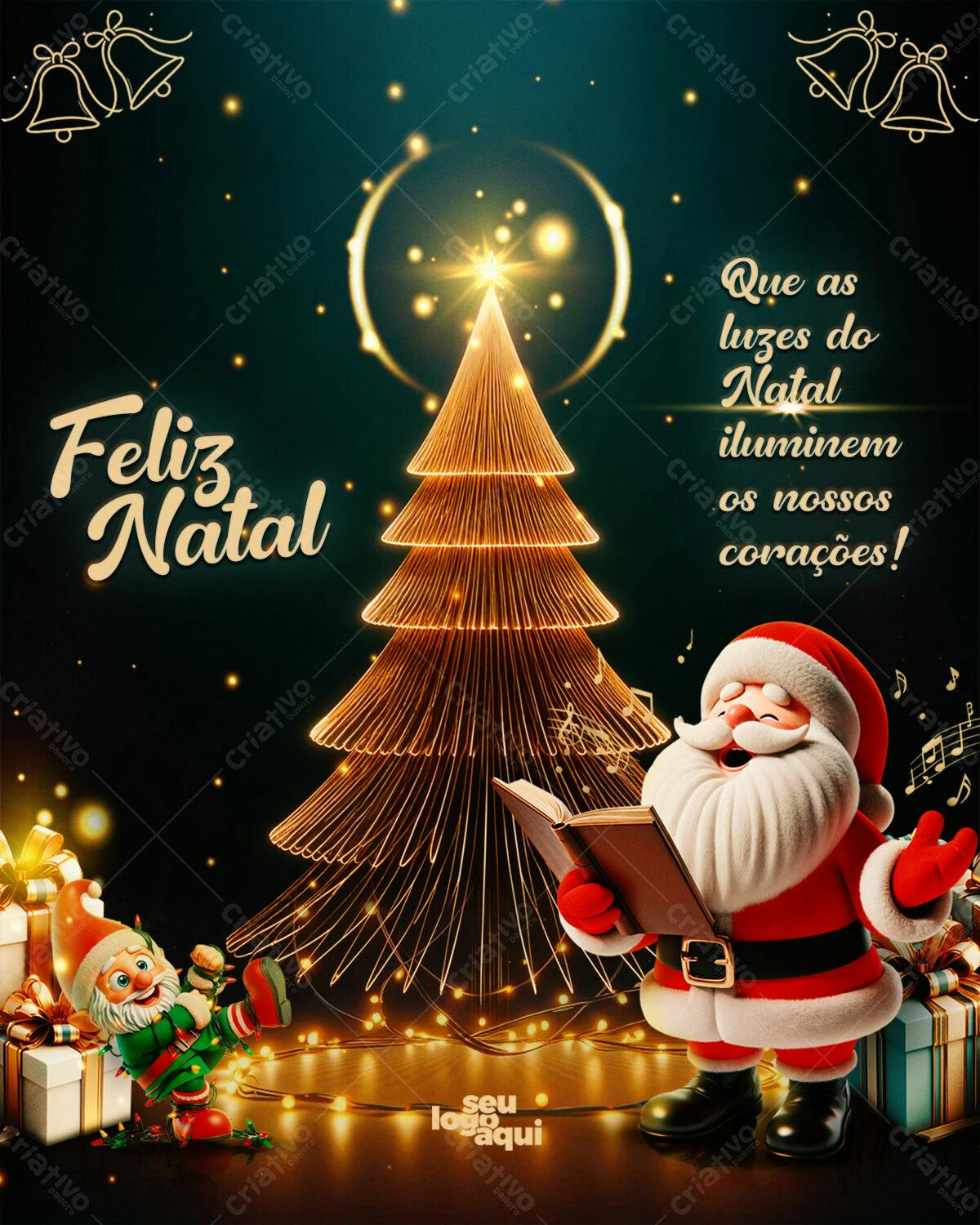 Flyer Natalino com Papai Noel e Gnomo PSD Editável
