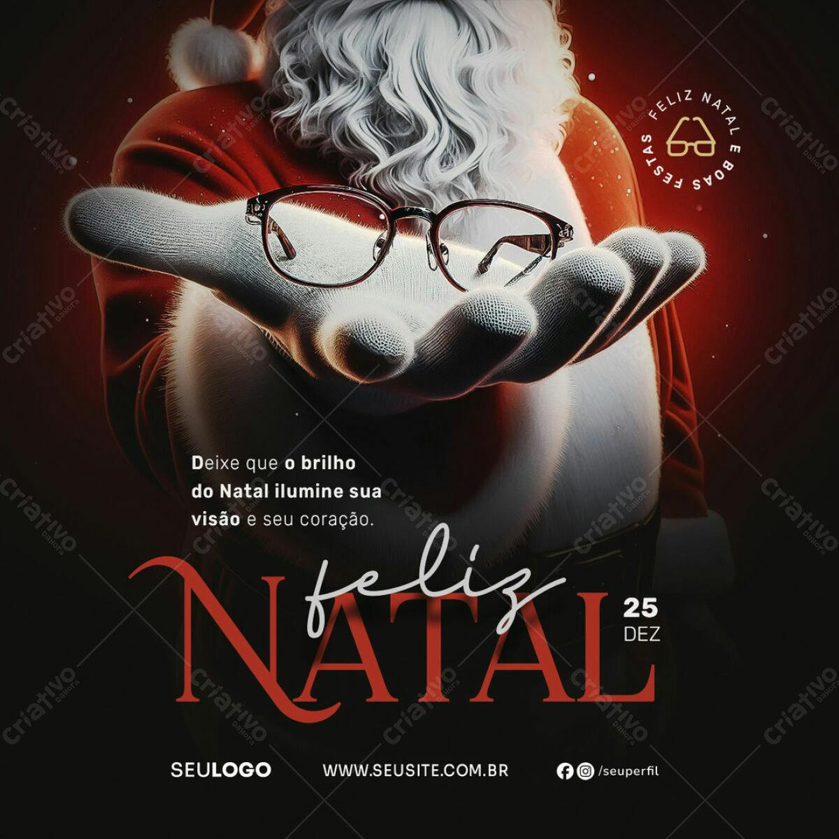 Postagem Natalina Óculos PSD Editável