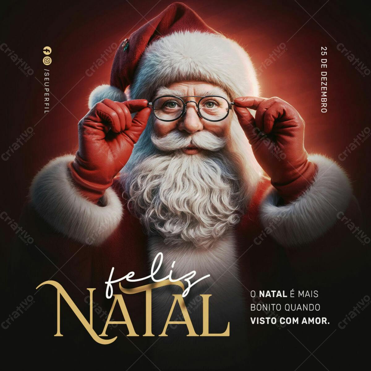 Postagem Natalina Papai Noel PSD Editável