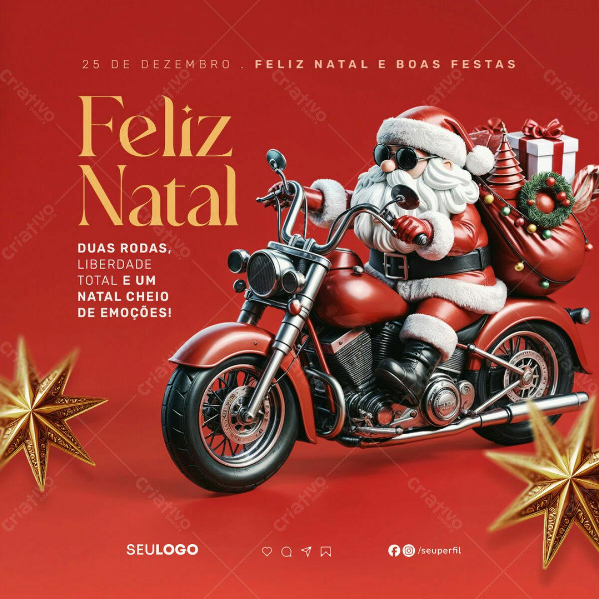 Flyer Natal Papai Noel Motocicleta PSD Editável