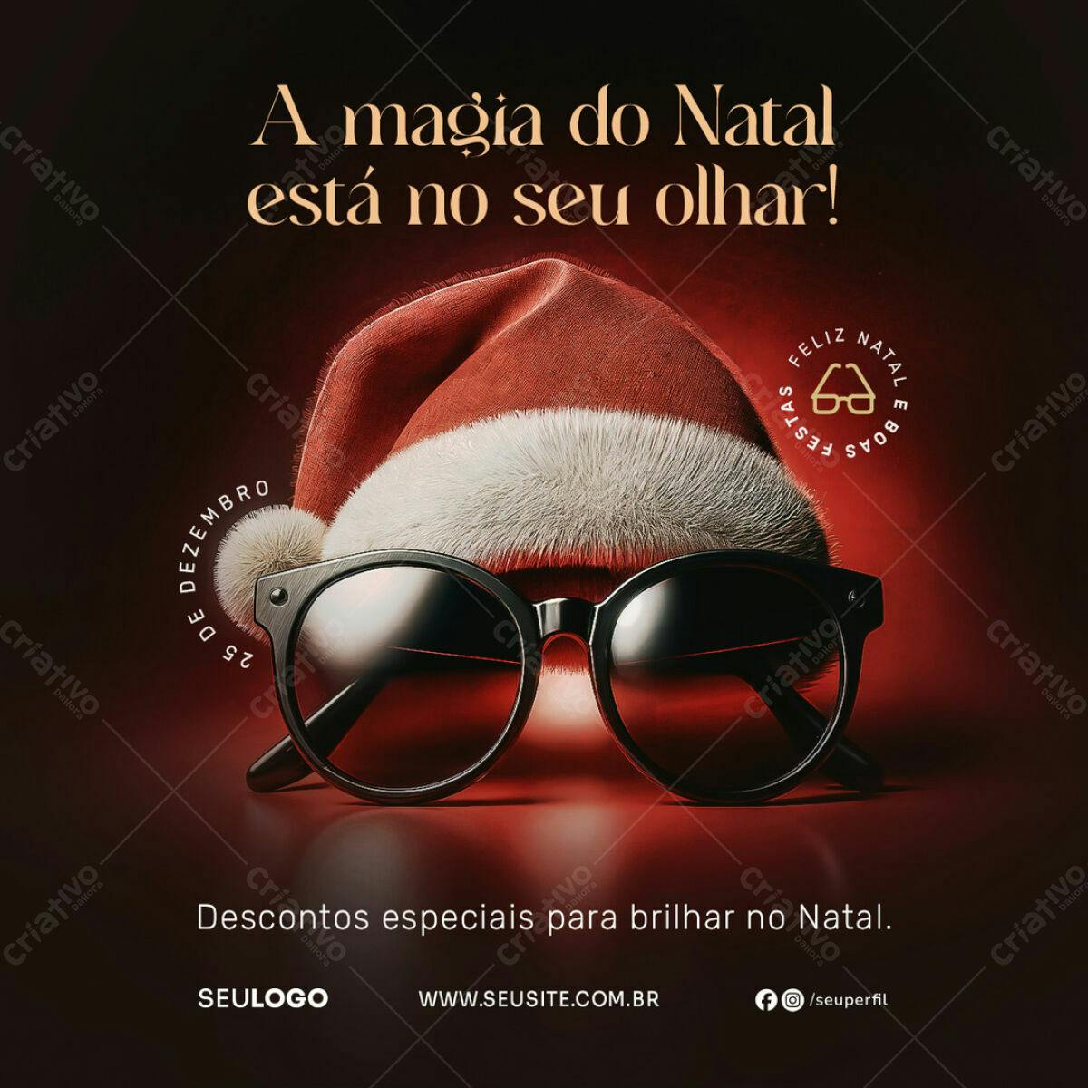 Flyer Natalino com Óculos e Gorro PSD Editável