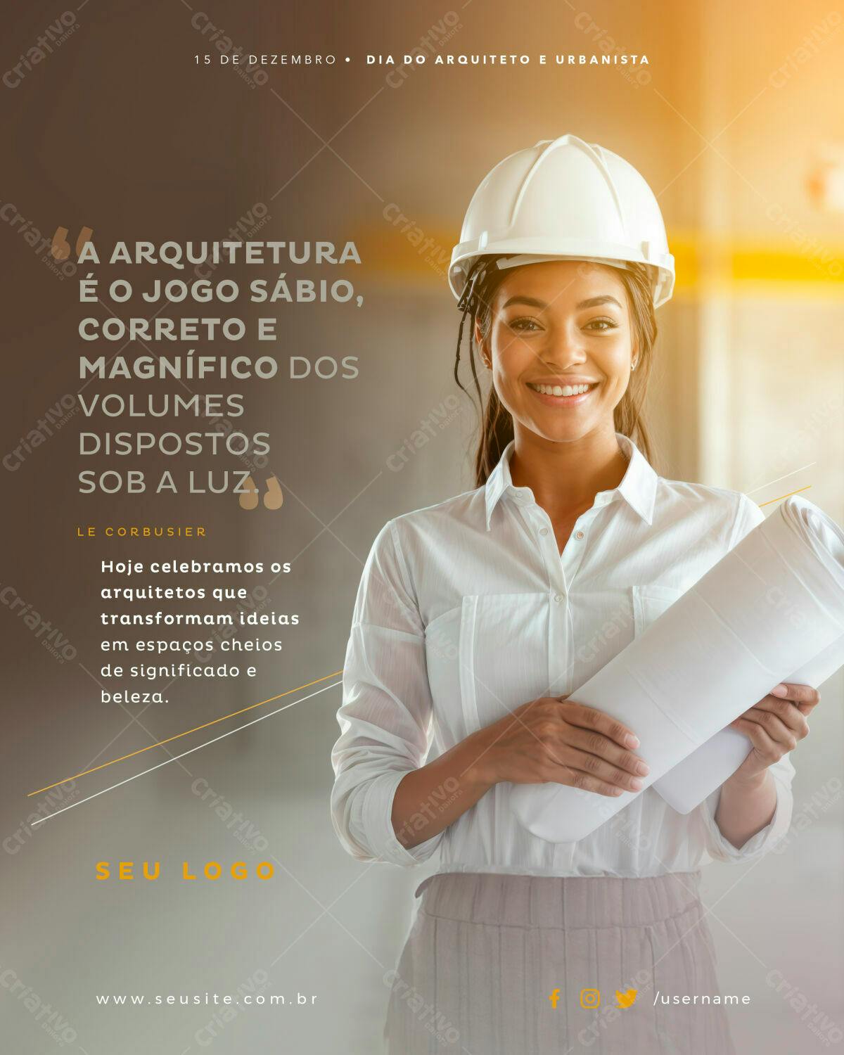 Post para o Dia do Arquiteto e Urbanista PSD Editável