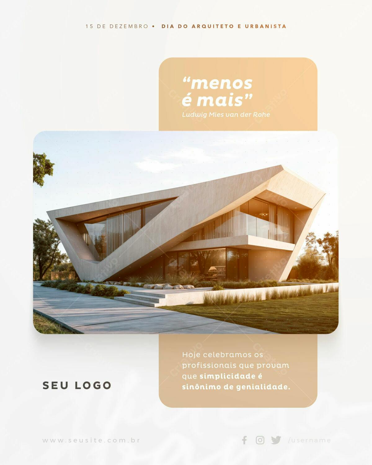 Postagem Dia do Arquiteto e Urbanista PSD Editável