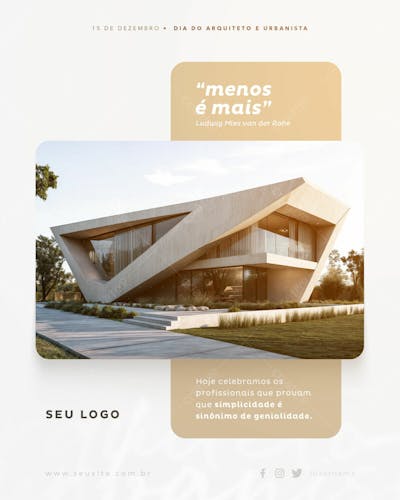 Psd Editável Dia Do Arquiteto Menos É Mais 11 24