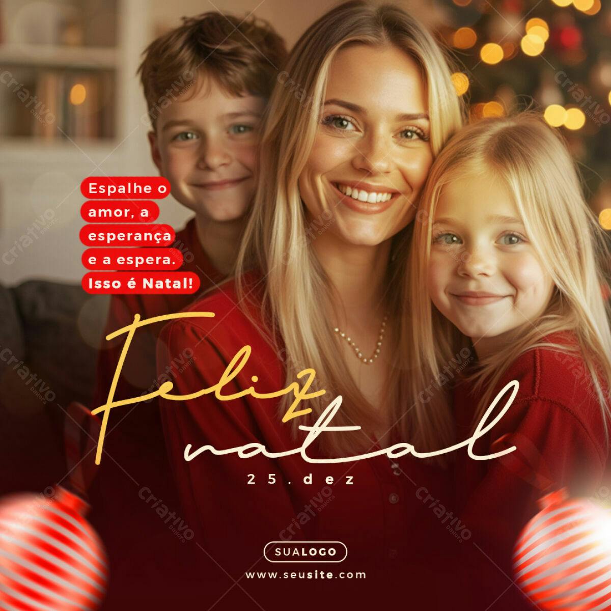 Postagem de Natal Família PSD Editável