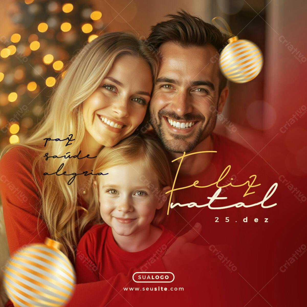 Postagem de Natal Família PSD Editável