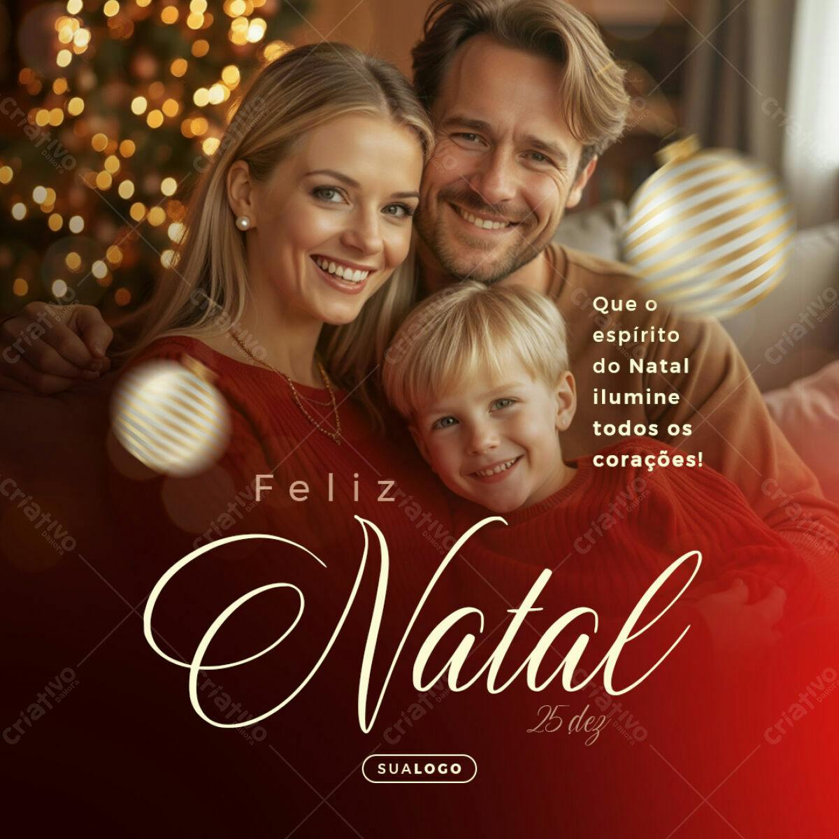 Postagem de Natal Família PSD Editável