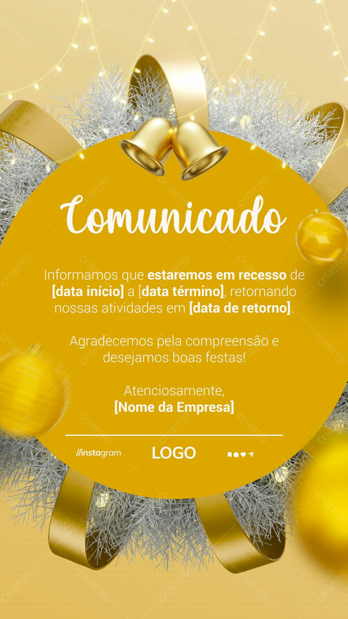 Comunicado de Fim de Ano PSD Editável