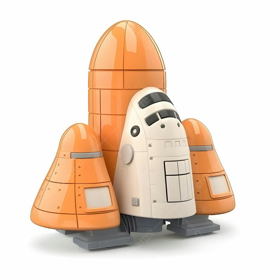 Nave espacial laranja e branca brinquedo