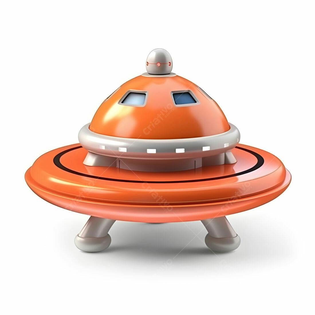 Nave espacial laranja estilo cartoon