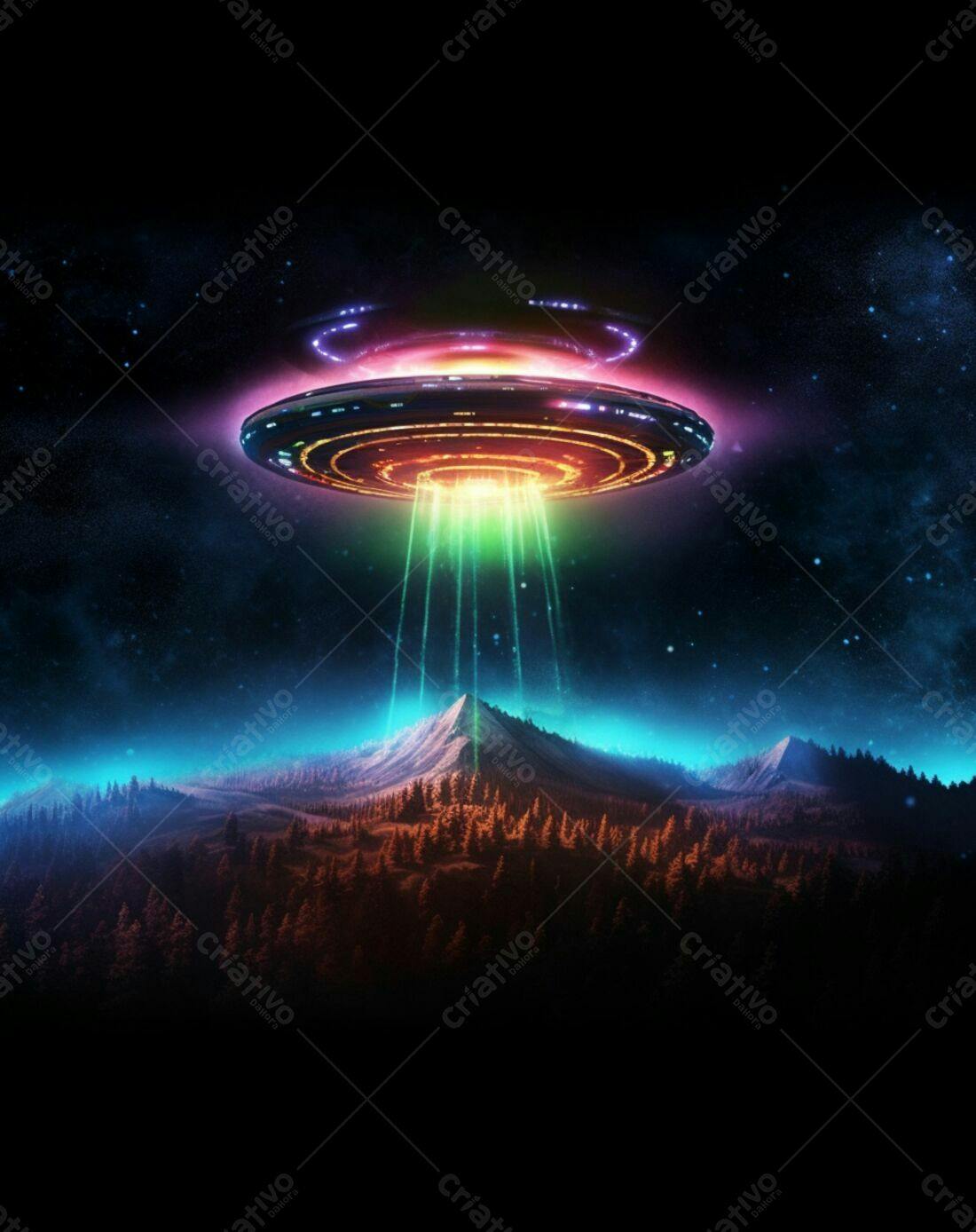 OVNI sobre paisagem noturna