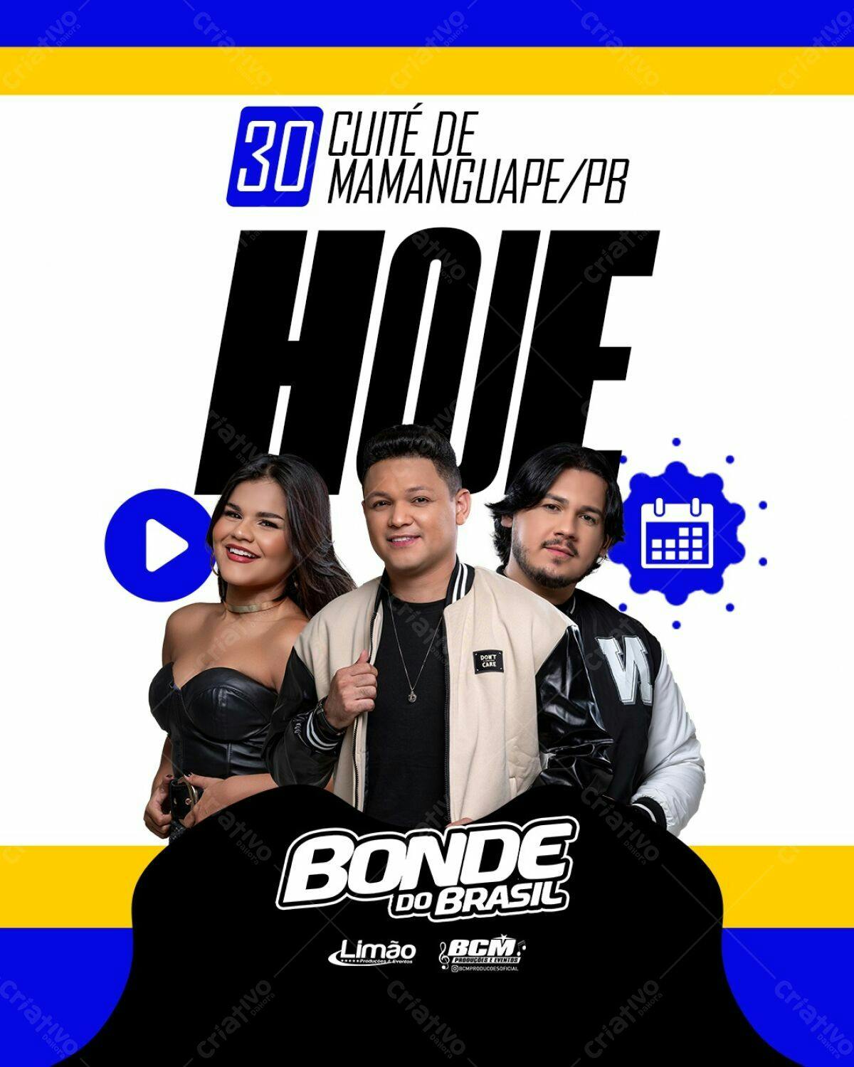 Flyer para Show do Bonde do Brasil em Mamanguape PSD Editável