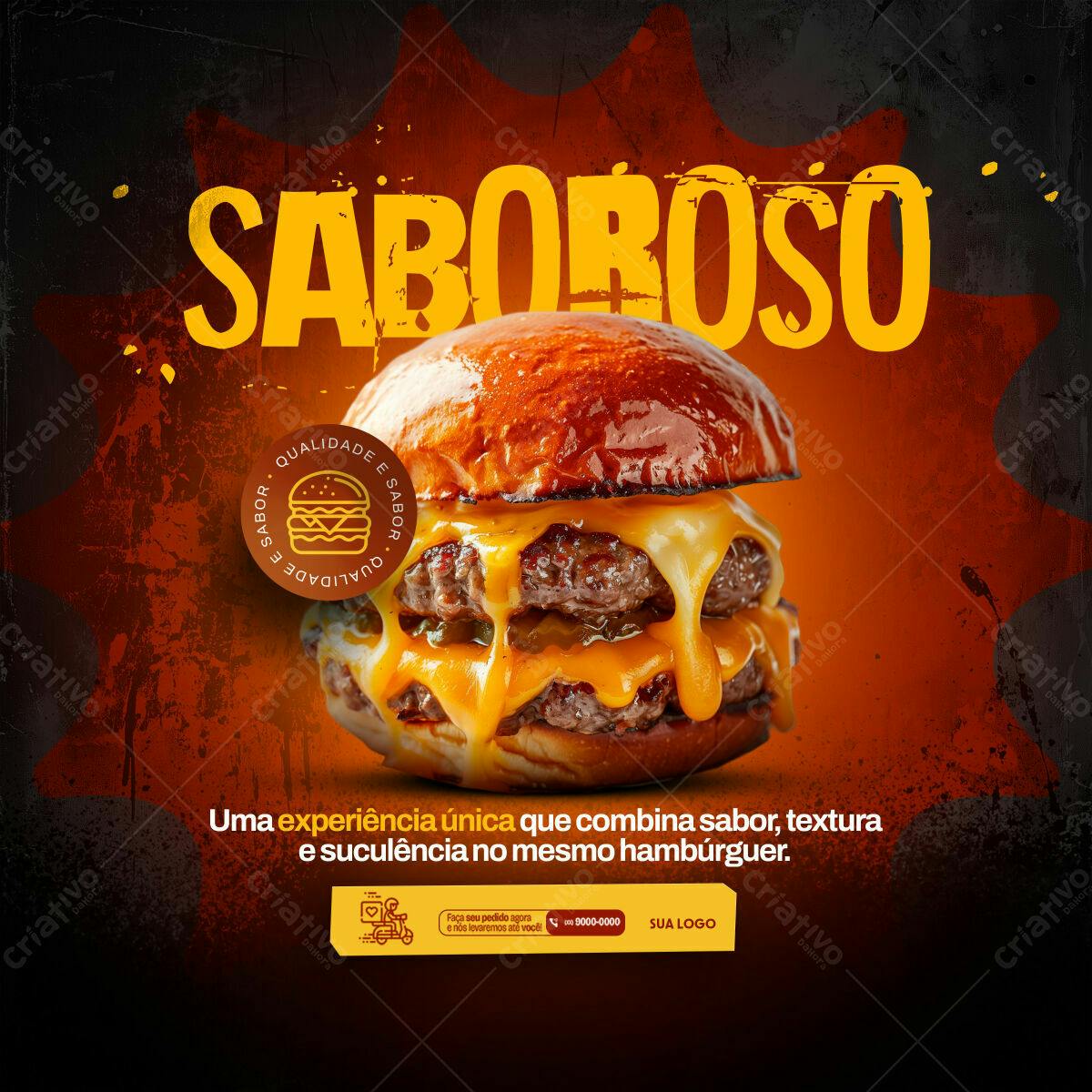 Post para Hamburgueria PSD Editável