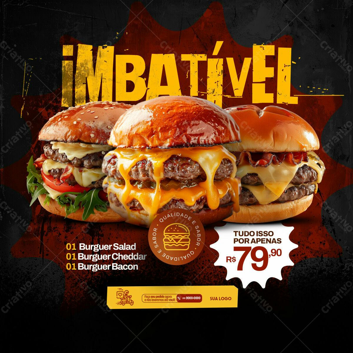 Flyer para Promoção de Hambúrgueres PSD Editável