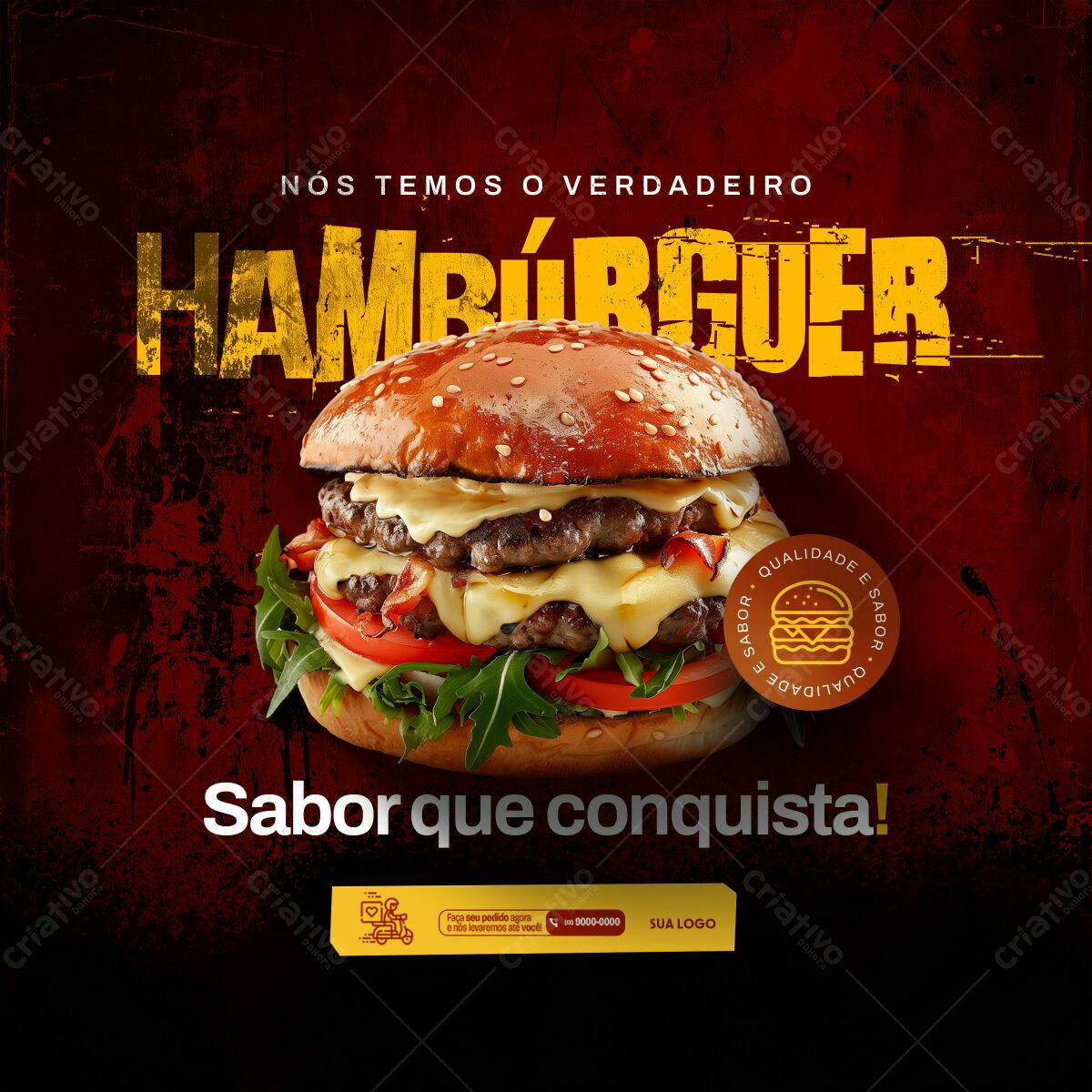 Flyer para Lançamento de Hambúrguer PSD Editável